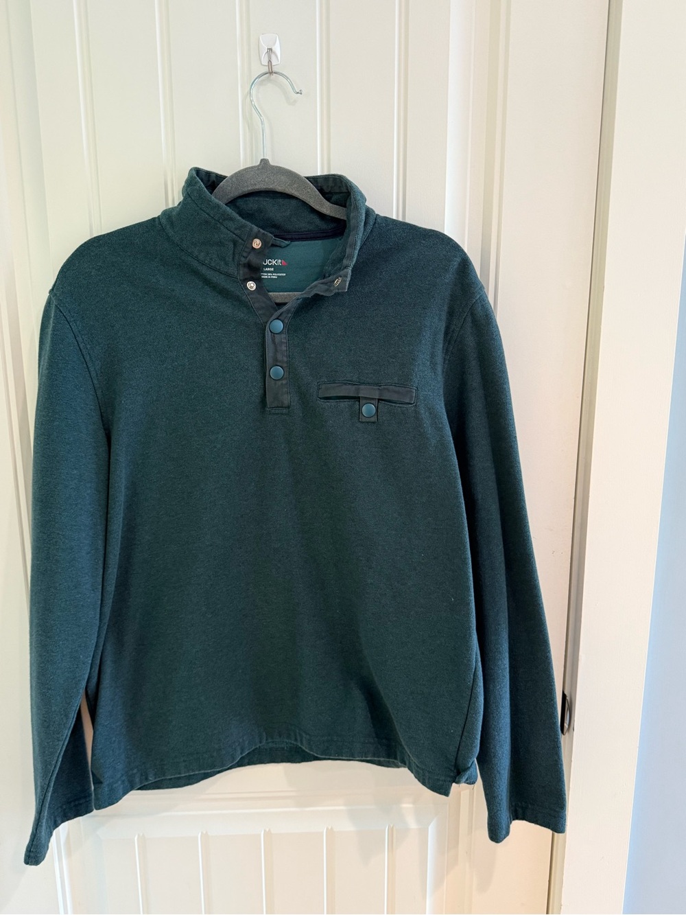 UNTUCKit Men’s Dark Green Button-Front Pullover Sweatshirt